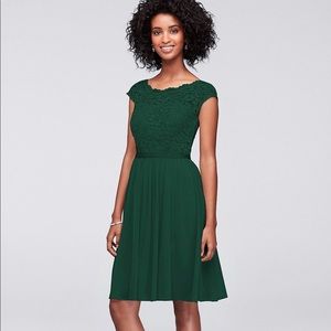 Short Lace and Mesh Dress with Illusion Neckline